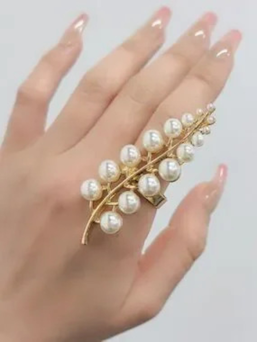 Gold Pearl Branch Statement Ring